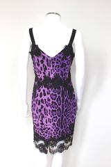 Dolce & Gabbana Black Lace Purple Leopard Print Dress 44 uk 12