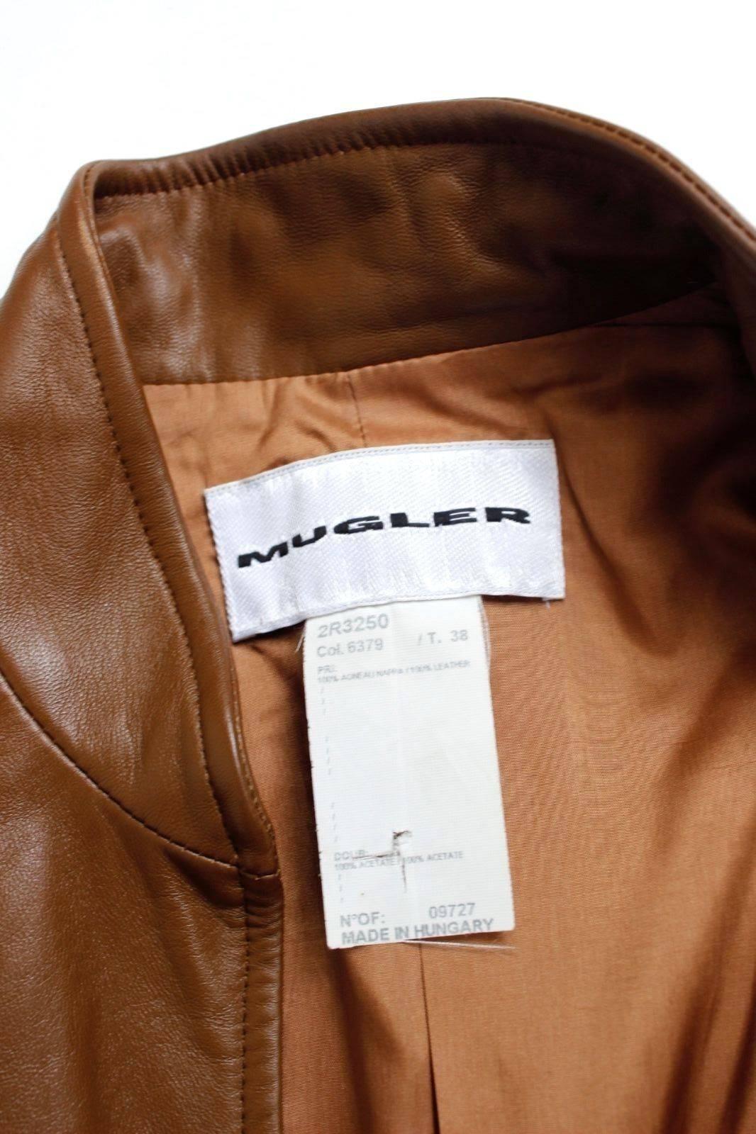 Mugler Tan Leather Fringe Jacket F38 UK 10  3