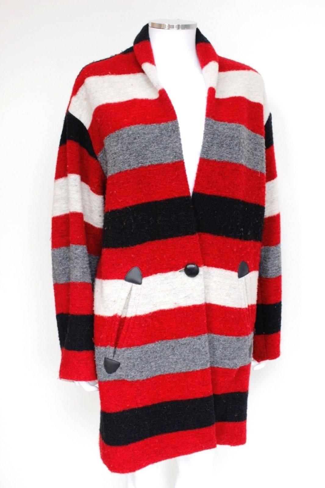 New Isabel Marant Gabriel blanket-striped Oversized Red Black Coat 34 uk 6-8

Isabel Marant Étoile is the go-to label for cool, easy pieces like this wool-blend blanket-striped Gabrie coat.

 It's patterned in shades of red, cream and grey, and