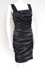 Dolce & Gabbana Black Satin Ruched Dress 42 uk 10