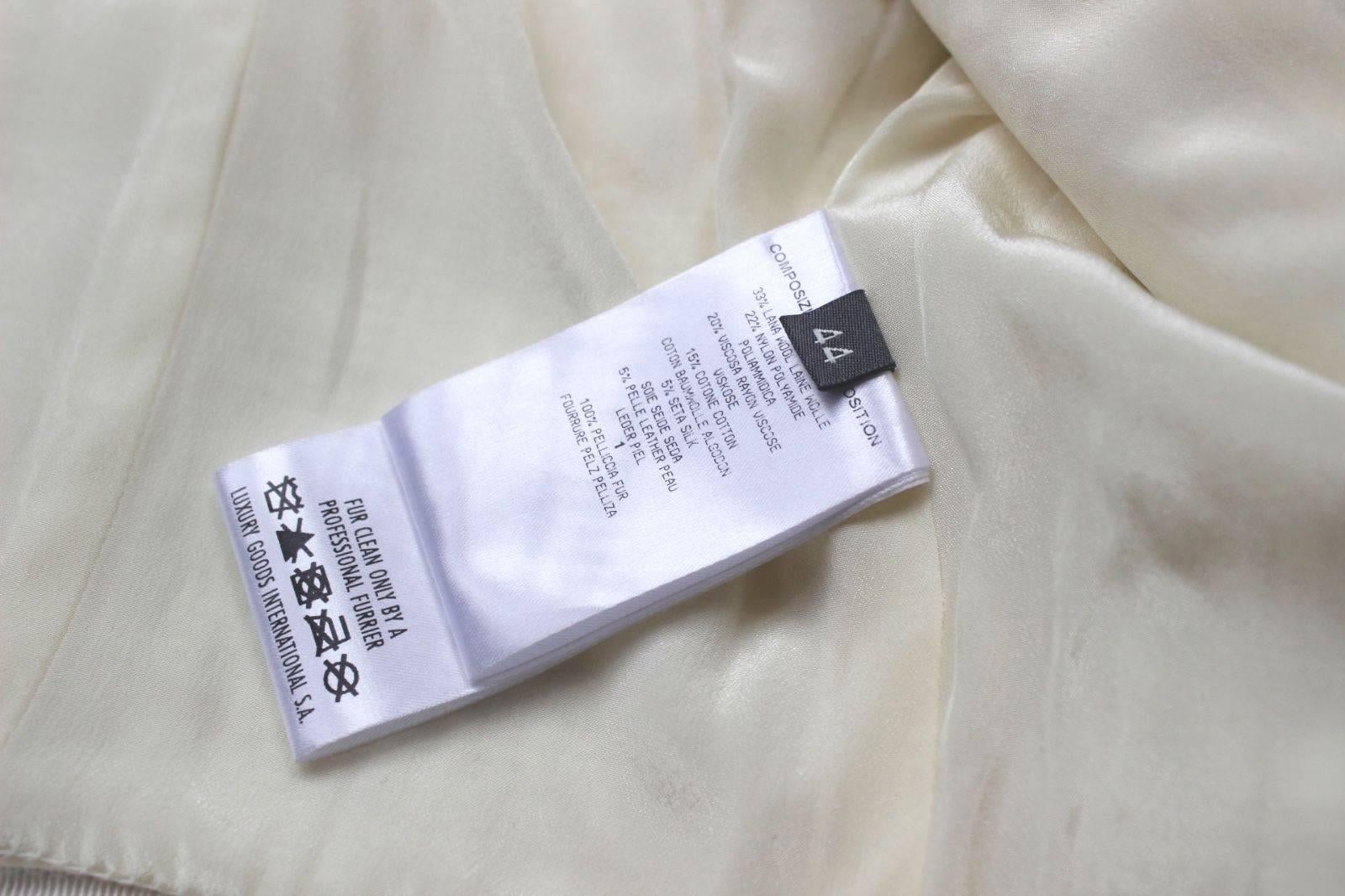 Alexander McQueen Fall 2011 Paris Collection White Mink Fur Coat 44 uk 12 For Sale 1