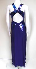 Versace Ladies Purple Blue Leather FW 2010 Catwalk Gown Dress 38 uk 6