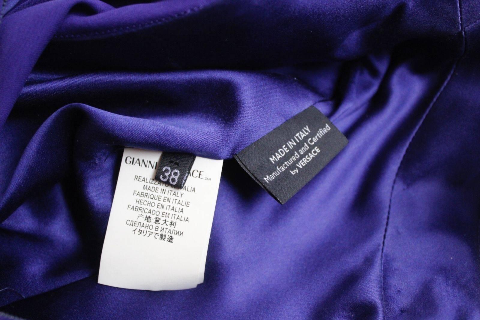 Versace Ladies Purple Blue Leather FW 2010 Catwalk Gown Dress 38 uk 6   For Sale 4
