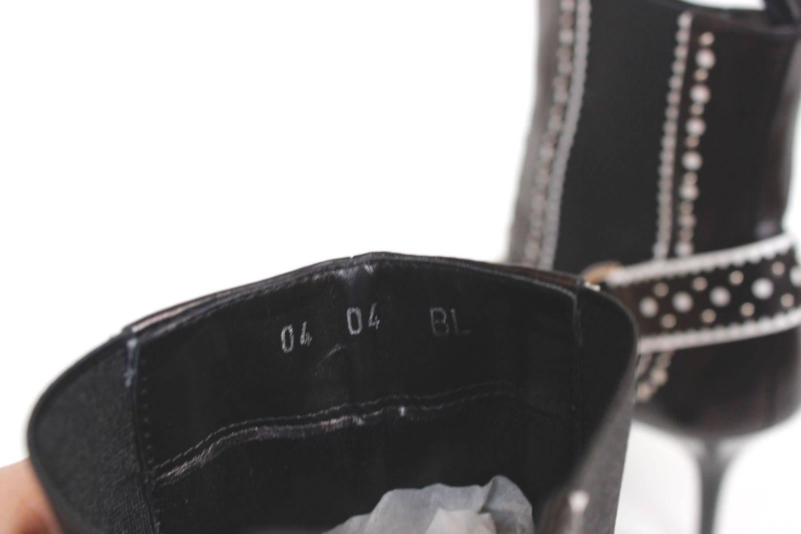 Christian Dior D'Trick John Galliano S/S 2004 Black White Pearl Boots 38 UK 5 3