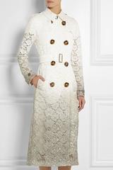 Burberry Prorsum Beige Dip Dye Dégradé Lace Trench Coat 44 UK 14