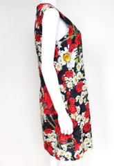DOLCE & GABBANA 2016 Daisy and Poppy Print Shift Dress It 44 Uk 12  Black, red a