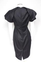 ALEXANDER MCQUEEN Black Wool-crepe Pleated Shoulder Dress It 44 uk 12