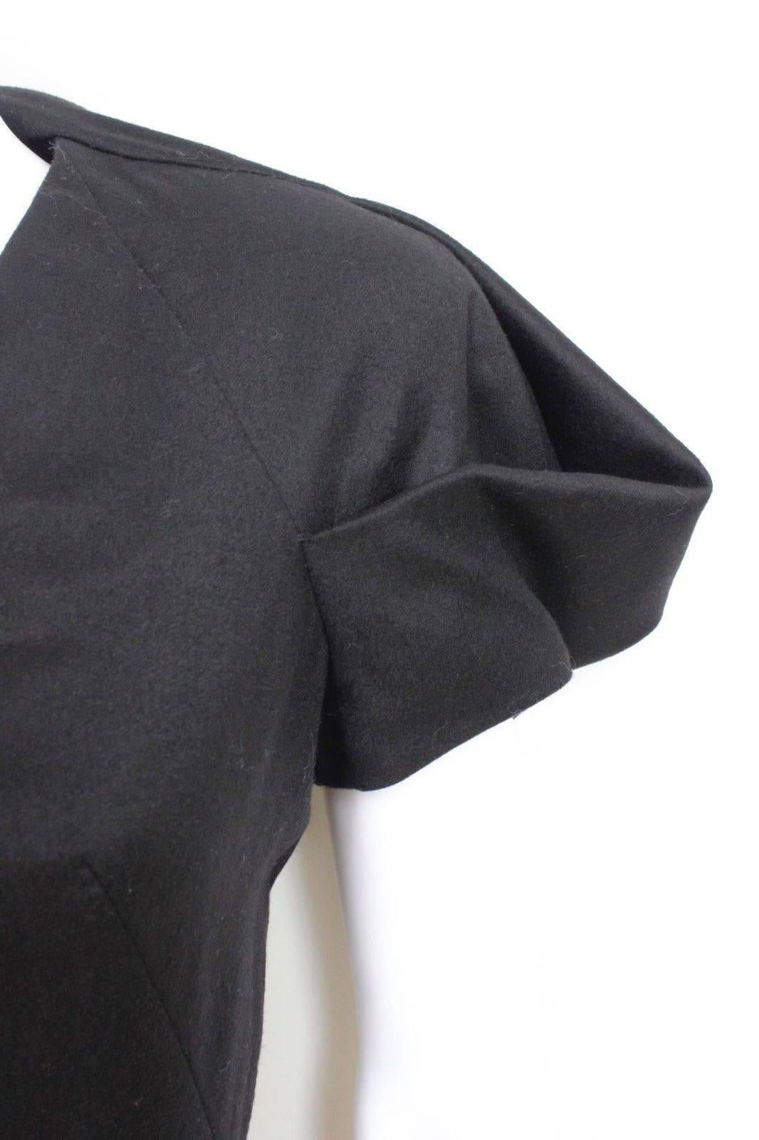 Women's ALEXANDER MCQUEEN Black Wool-crepe Pleated Shoulder Dress It 44 uk 12   For Sale
