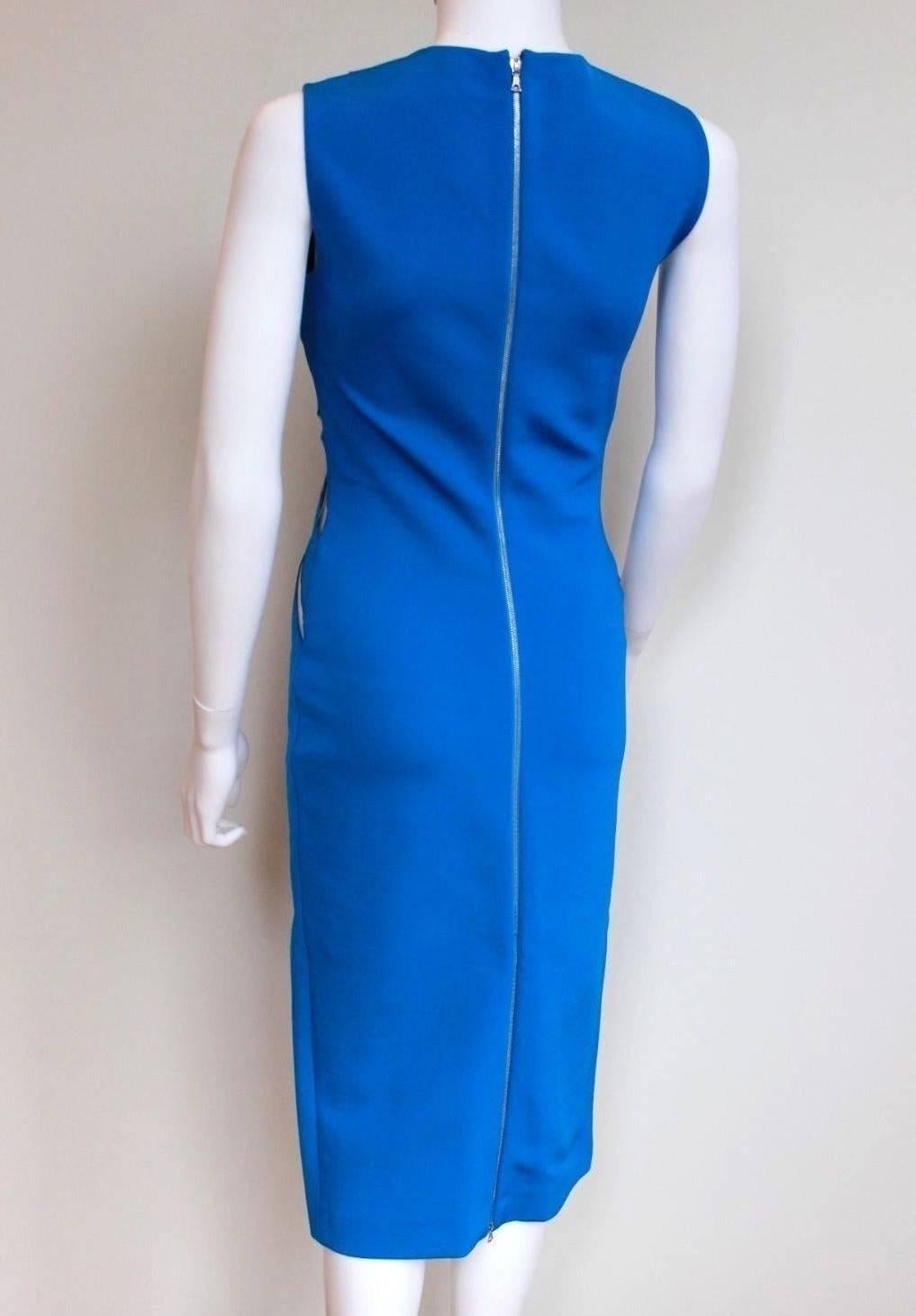 New David Koma Blue Mesh Insert Cut Out Dress uk 10  Statement blue dress from D In New Condition For Sale In London, GB