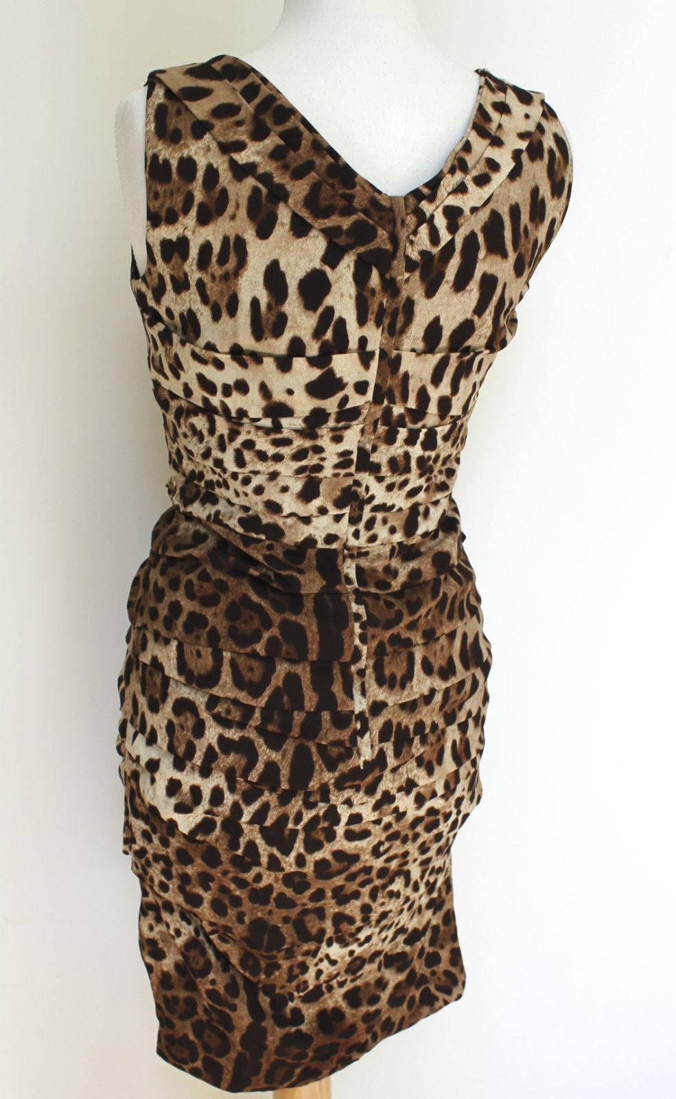 £1100 Dolce & Gabbana Leopard Print Dress 44 UK 12    In Excellent Condition In London, GB