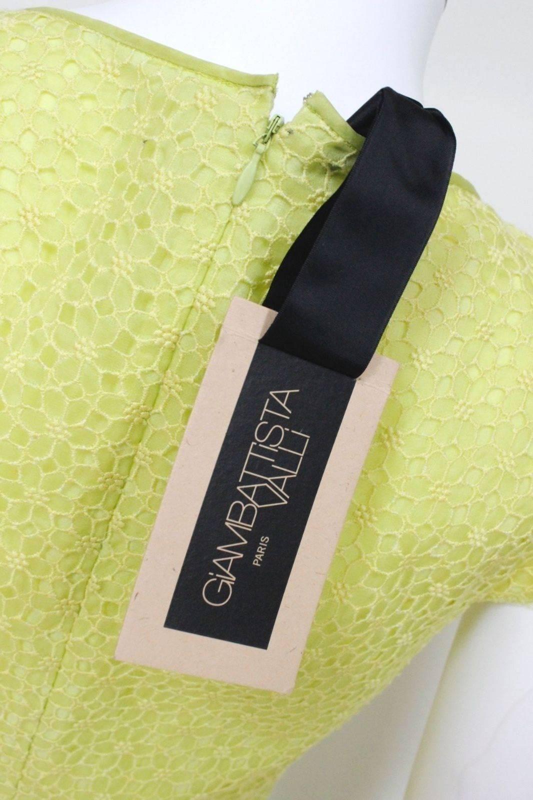 Women's New Giambattista Valli Lime Lace Dress IT 40 UK 8  For Sale