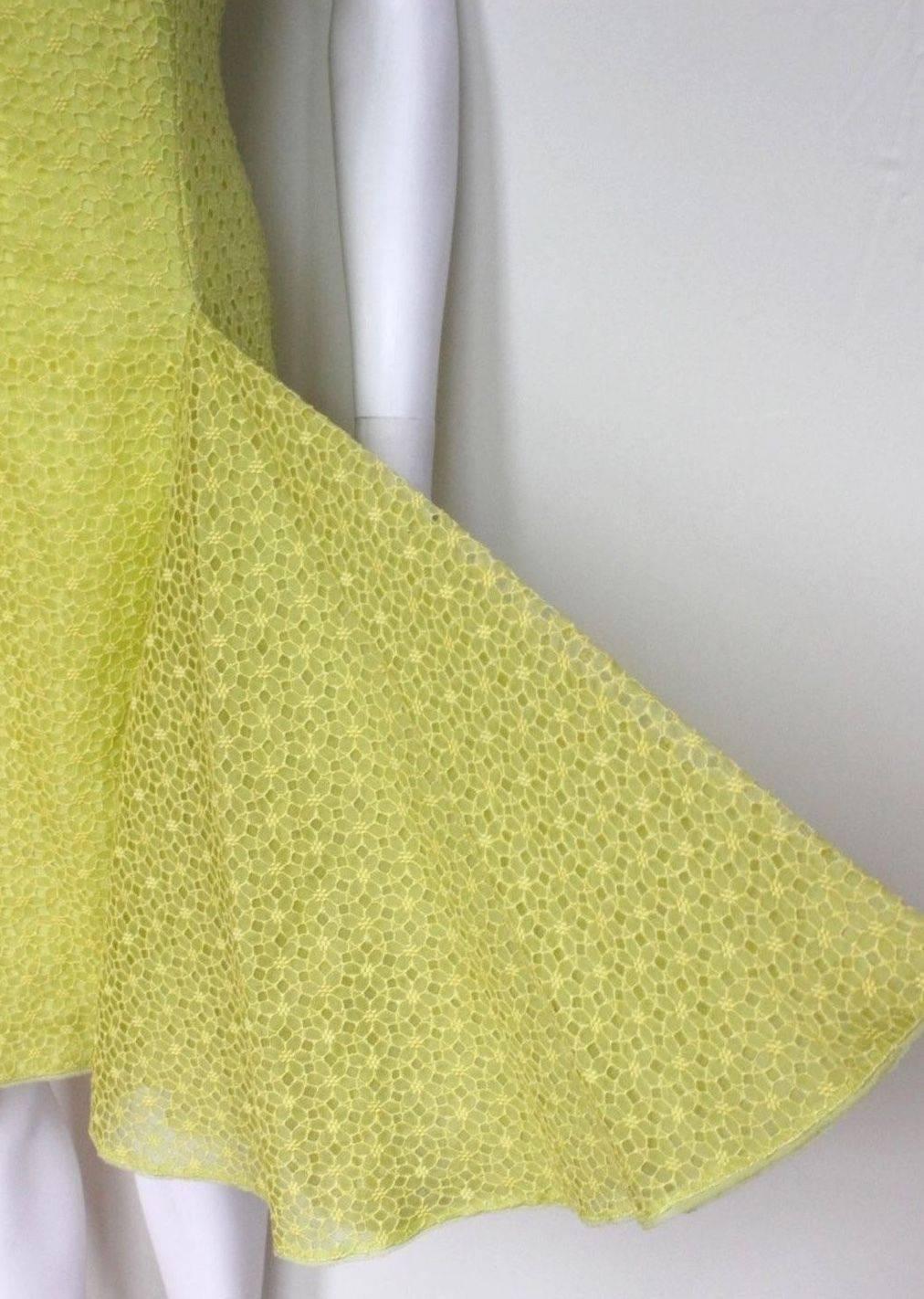 Yellow New Giambattista Valli Lime Lace Dress IT 40 UK 8  For Sale