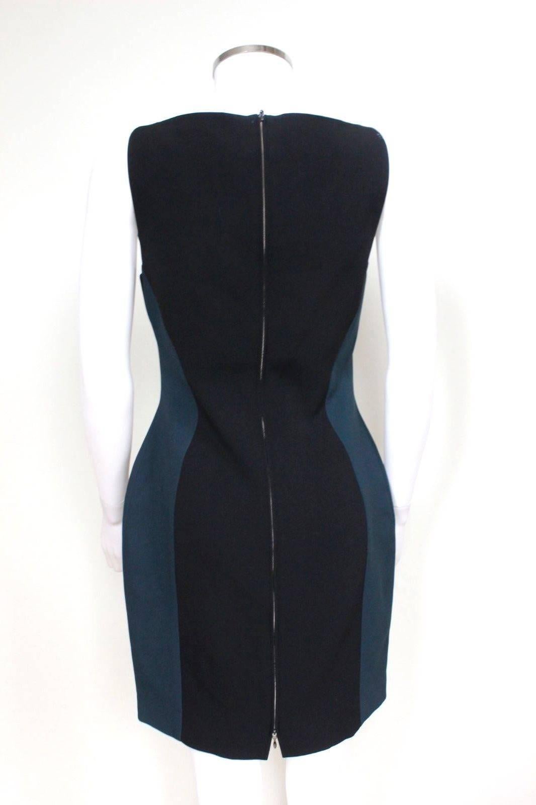 Gray Antonio Berardi Black Green Metallic Panel Dress UK 10 IT 42  For Sale