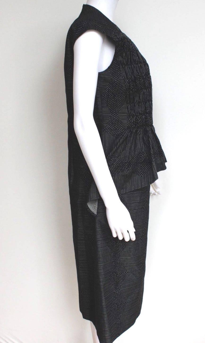 Dries Van Noten Charcoal Peplum Jacquard Dress 40 uk 12  For Sale 1