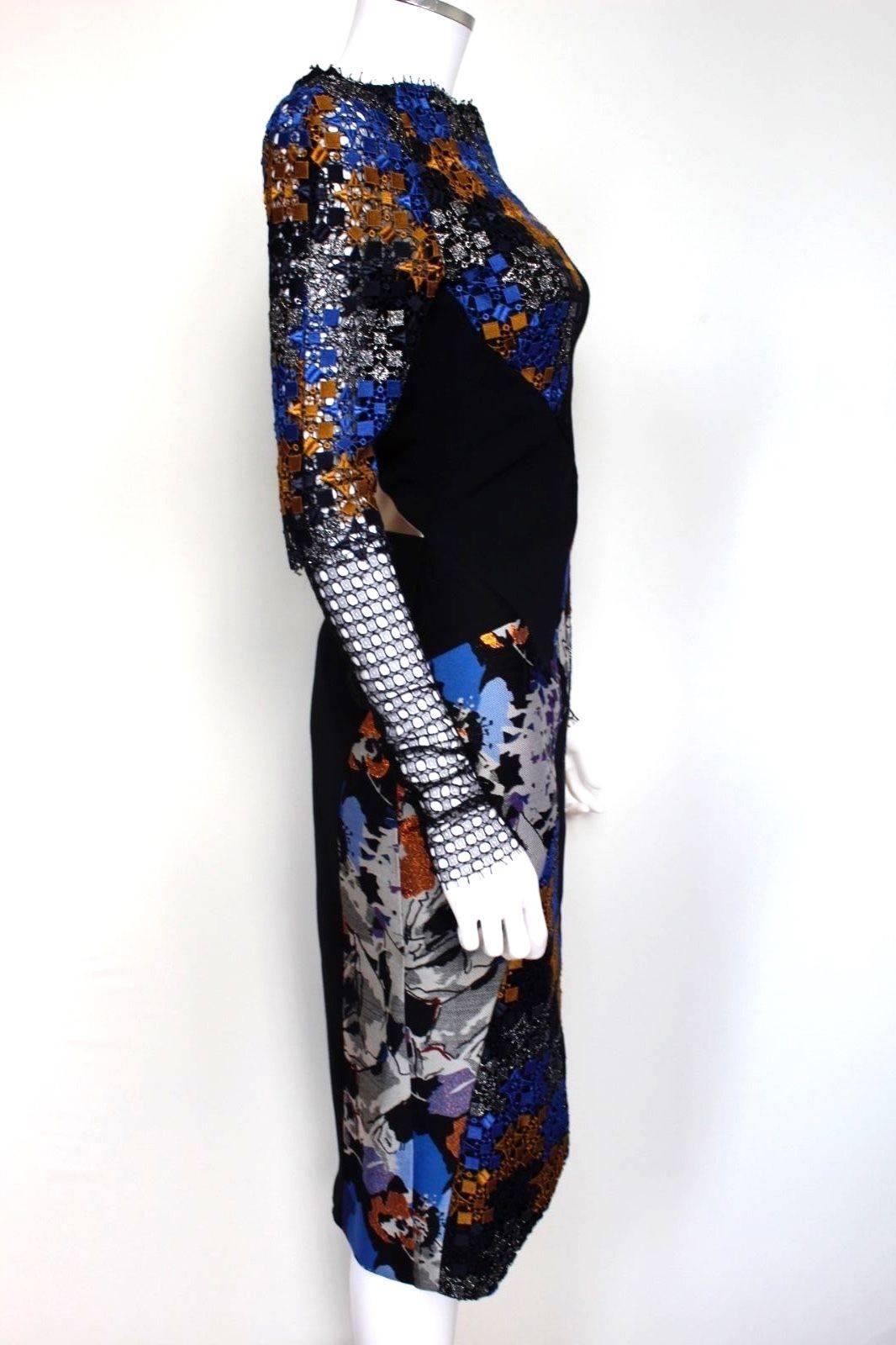 ANTONIO BERARDI Floral Flocked Lace Scuba Dress IT 40 UK 6-8  In New Condition In London, GB
