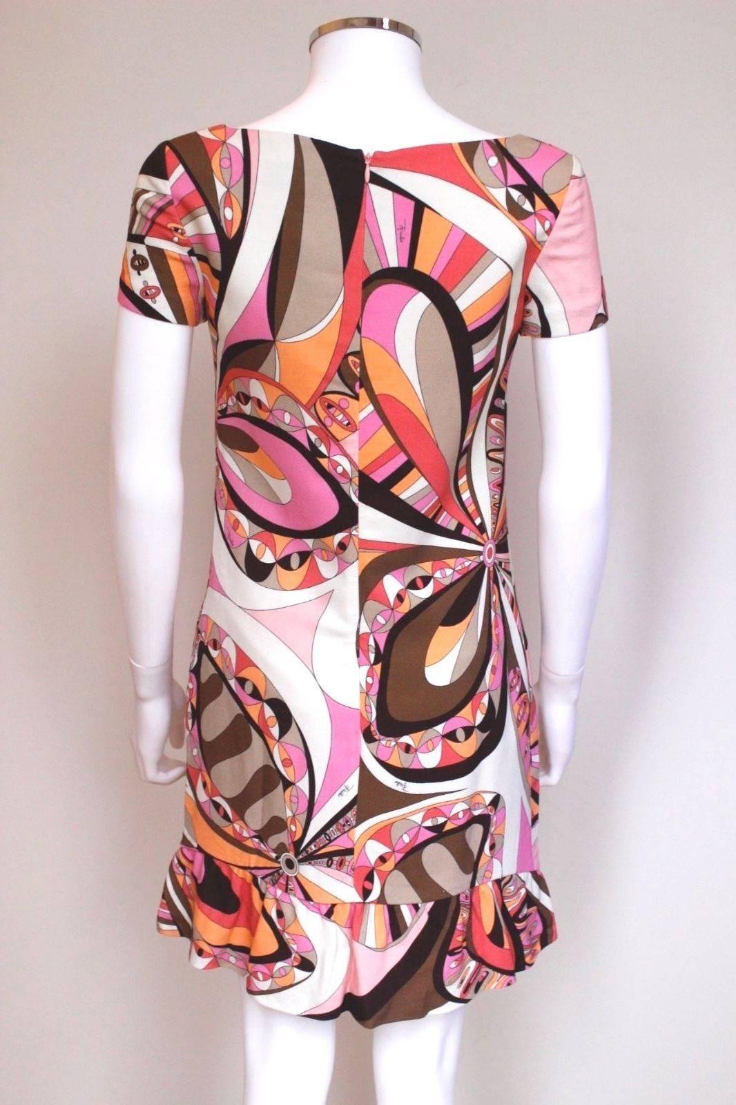 Women's Emilio Pucci Pink Print Resort 2015 Dress 40 uk 8  