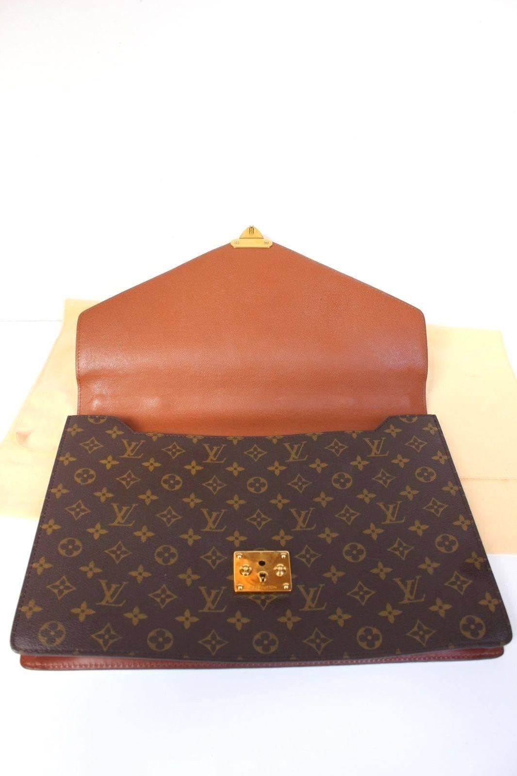 Gray 100% Authentic Louis Vuitton Monogram Monceau Briefcase Brown Satchel 