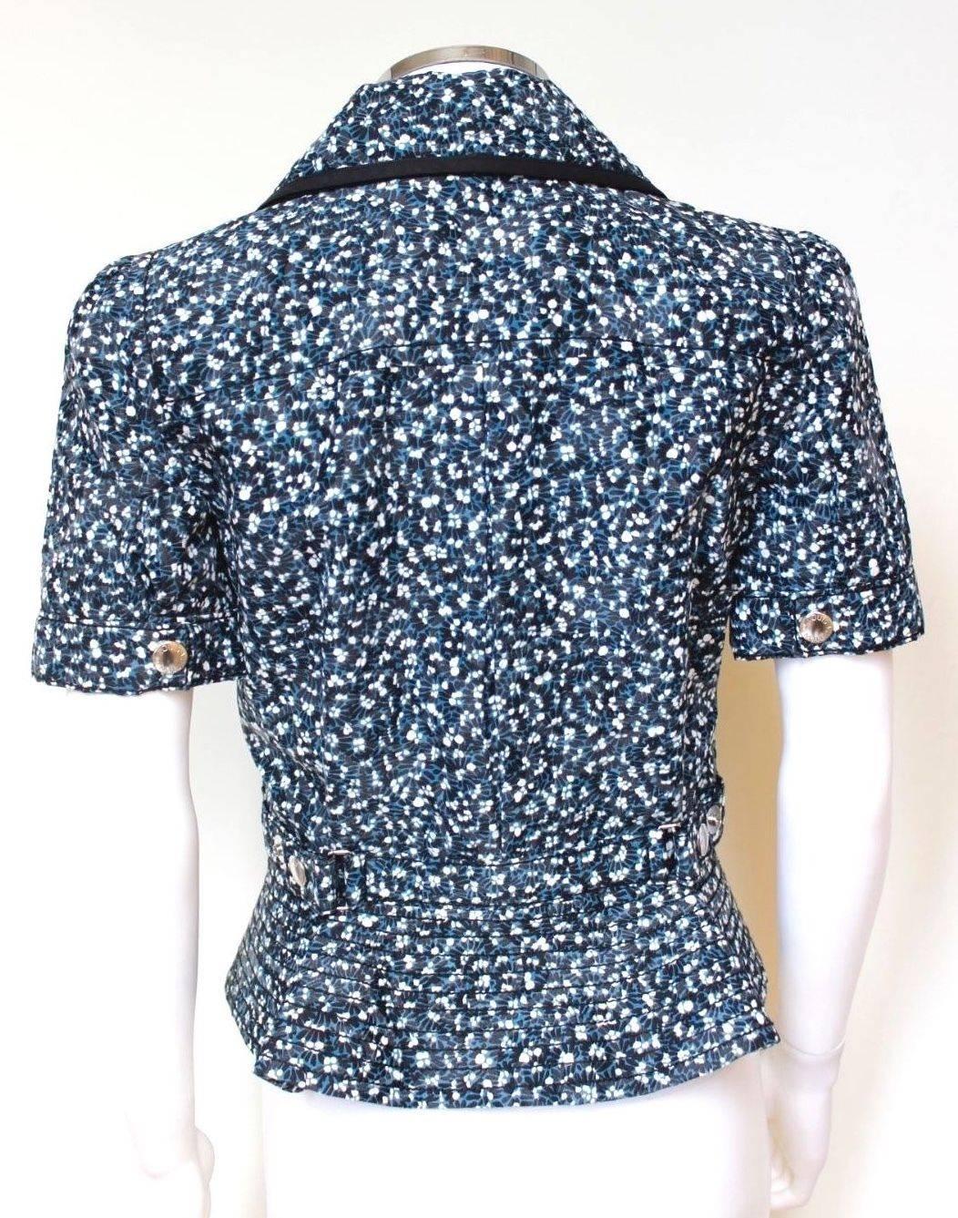 Louis Vuitton Blue Print Short Sleeve Resort 2012 Jacket 36 uk 8   For Sale 2