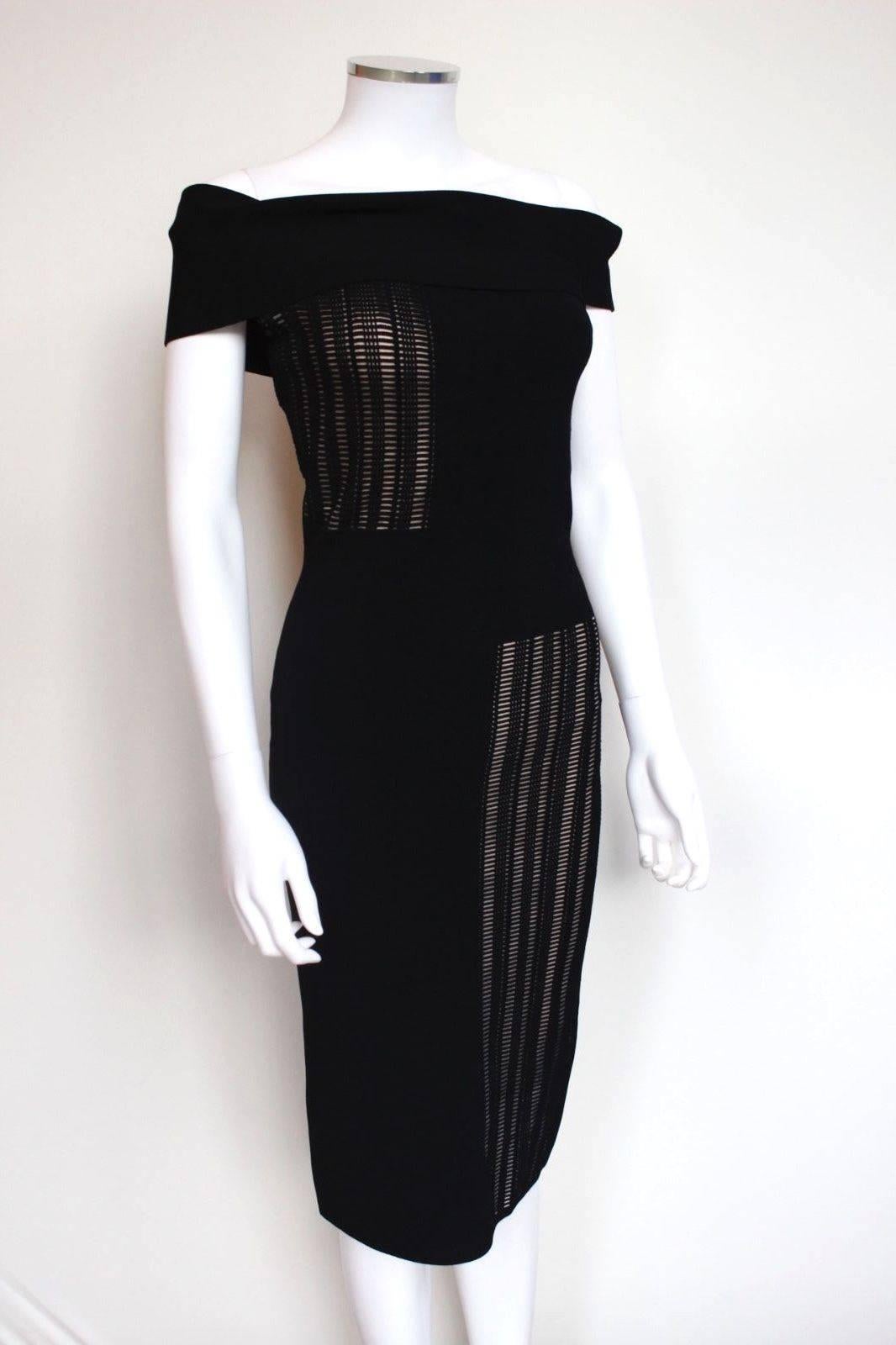ROLAND MOURET Mable Black stretch-jersey Off Shoulder Dress M   In New Condition For Sale In London, GB
