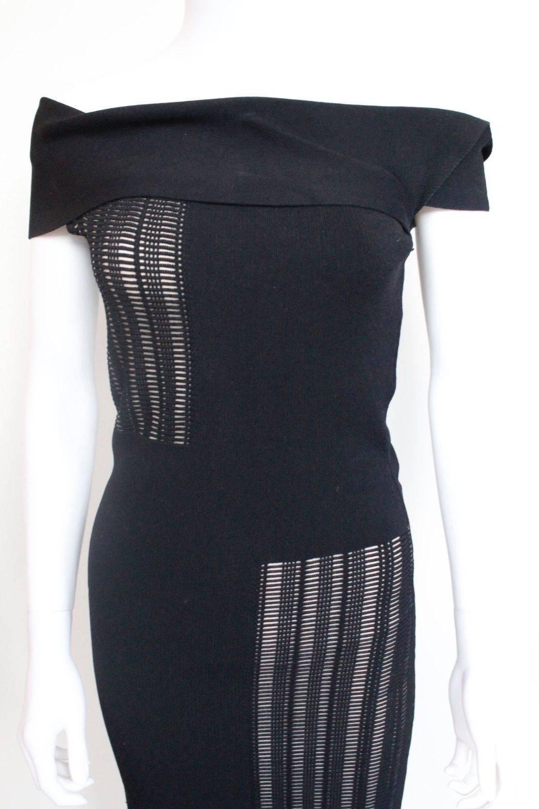 ROLAND MOURET Mable Black stretch-jersey Off Shoulder Dress M   For Sale 2