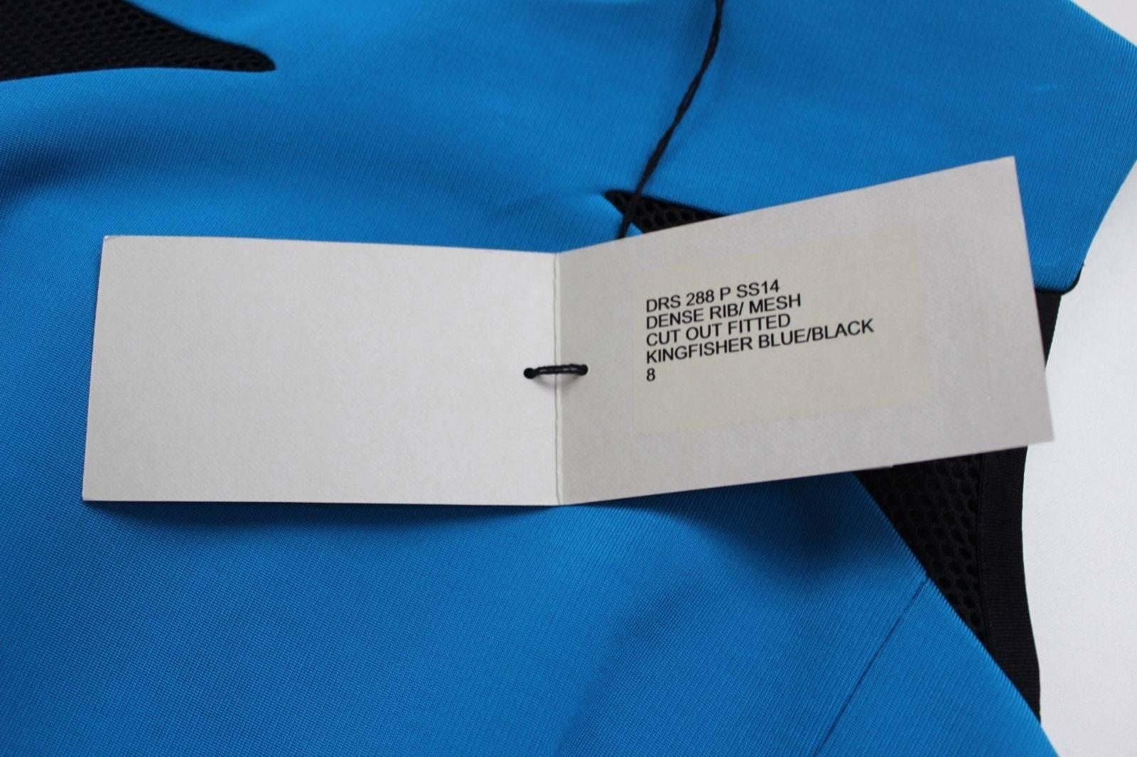 Victoria Beckham Blue Black Mesh-trimmed Ponte Dress UK 8  For Sale 2