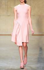 Simone Rocha Pink Wool Felt Asymmetric Ruffle Dress uk 10 This sleeveless wool f