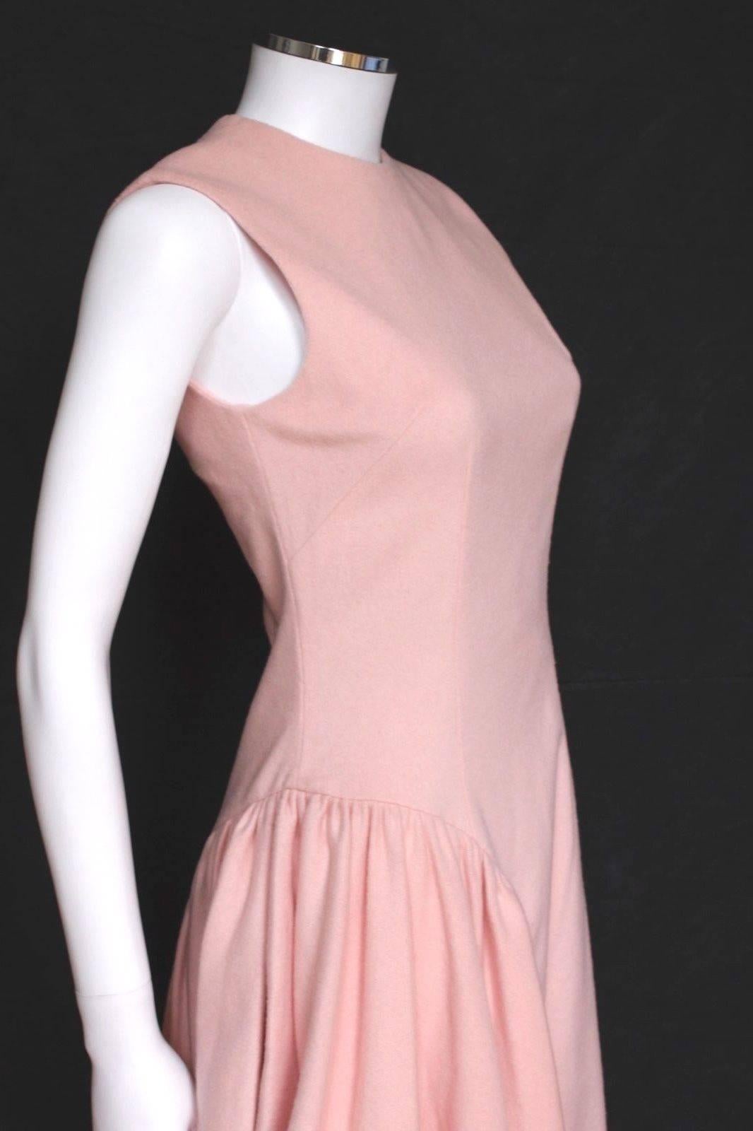 Simone Rocha Pink Wool Felt Asymmetric Ruffle Dress uk 10 This sleeveless wool f For Sale 1
