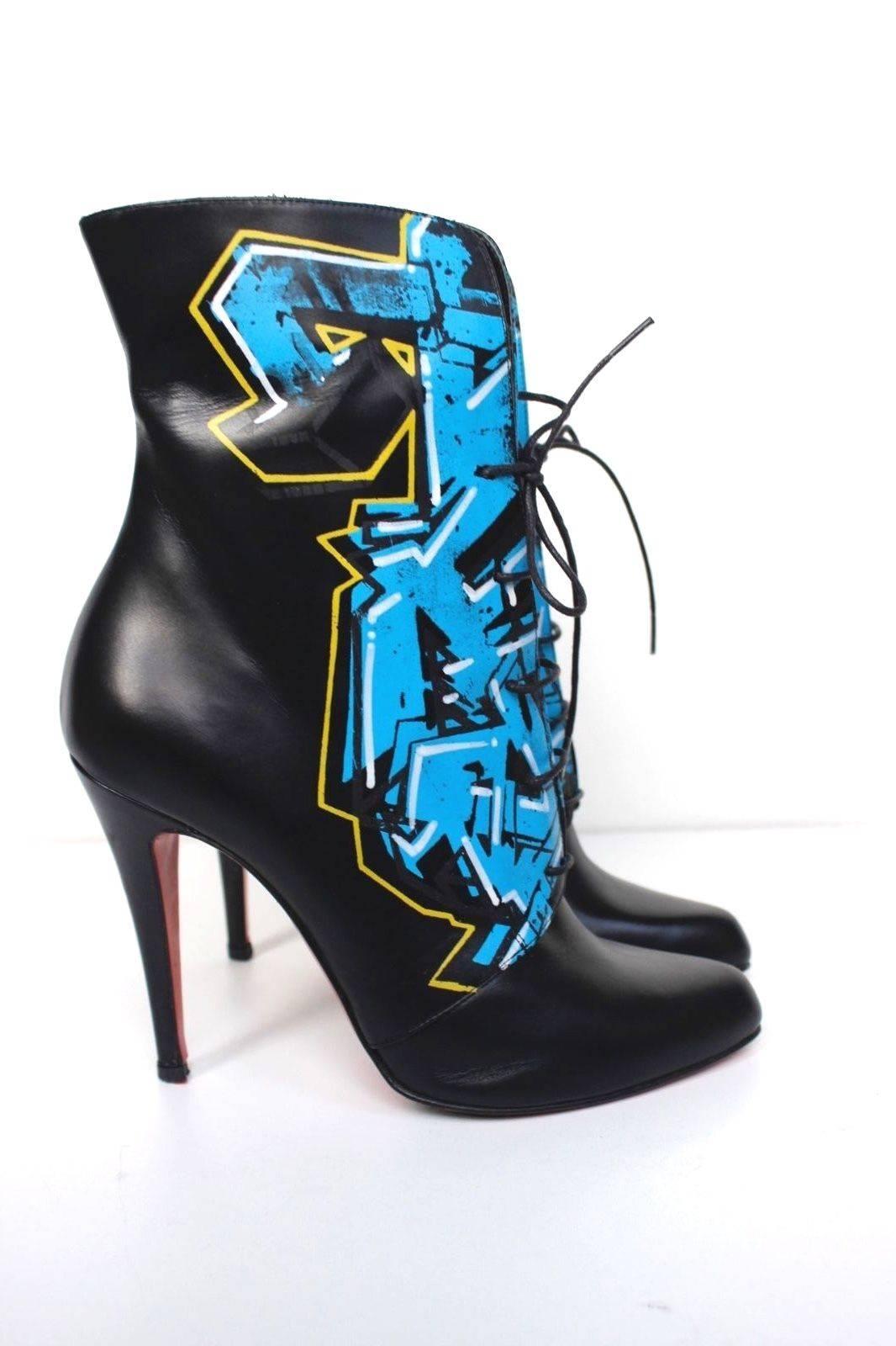 christian louboutin cowboy boots black
