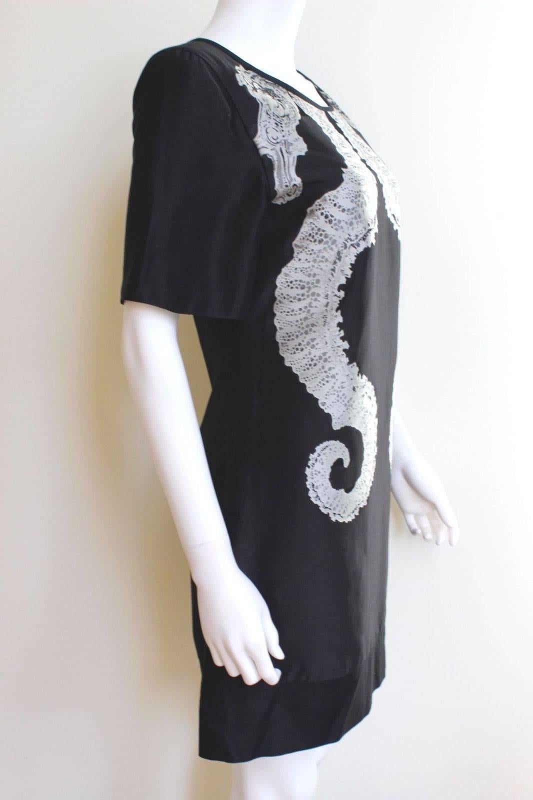 Women's or Men's New Helmut Lang black seahorse printed shift dress US 4 UK 8  For Sale