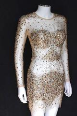 Authentic Jovani Sexy Sheer Crystal Long Sleeve Mesh Dress US 6 uk 6-8