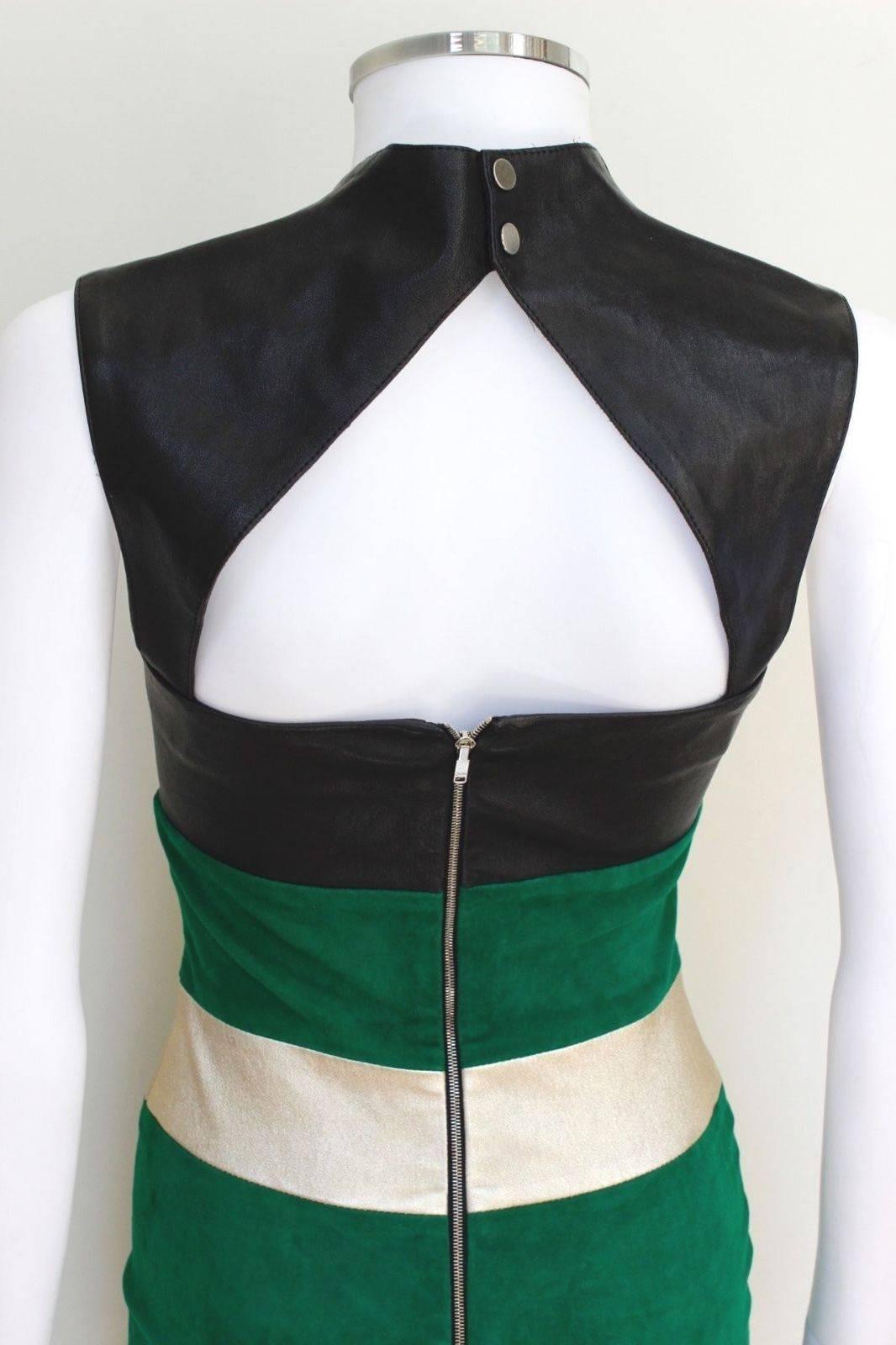 Women's or Men's Jitrois Black Green Suede Leather Dress F36 UK 8  