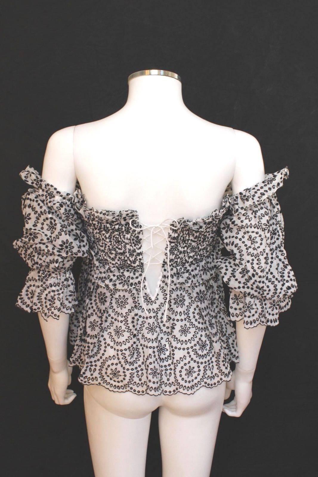 Gray Tom Ford Spring 2012 Collection Embroidered Eyelet Off Shoulder Top It 38 uk 6  