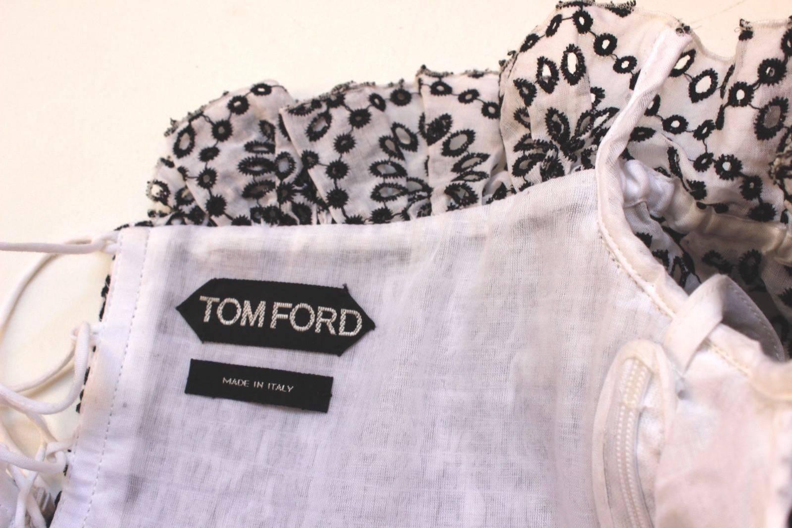 Women's Tom Ford Spring 2012 Collection Embroidered Eyelet Off Shoulder Top It 38 uk 6  