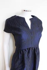 Dries van Noten Dacey Navy Jacquard Pre Fall 2014 Dress 36 UK 8