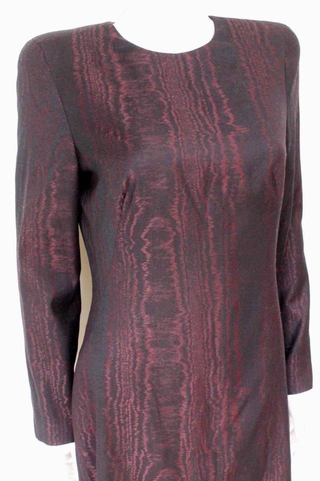 Women's  ALEXANDER MCQUEEN Burgundy Black Wool-Crepe Dress It 46 uk 12-14 For Sale