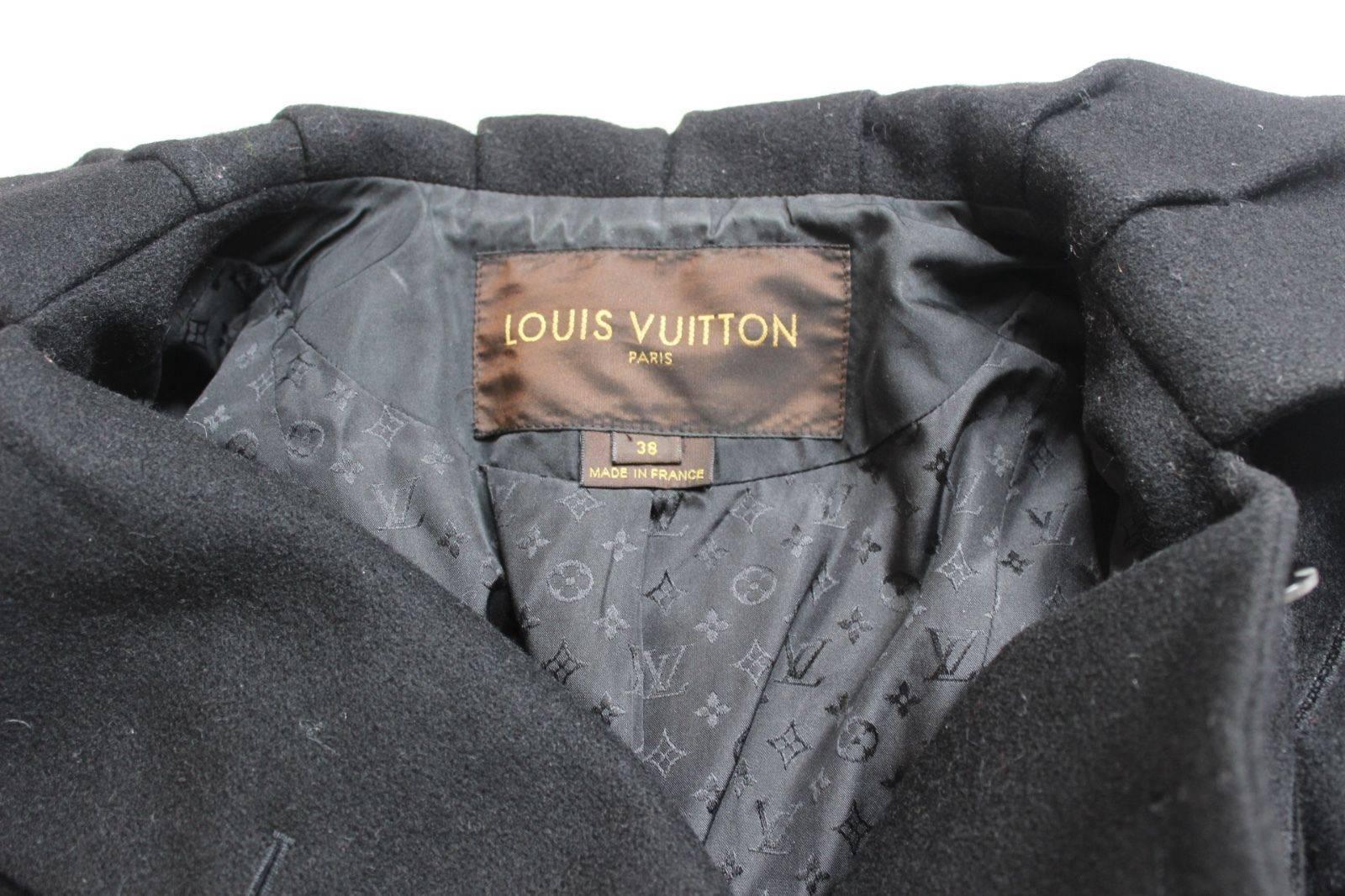 Louis Vuitton Black Pleated Trim Swing Coat F38 Uk 10   For Sale 3