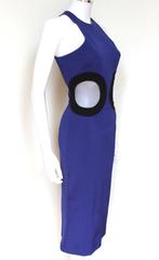 David Koma Blue Circle Stretch-Crepe Midi Dress UK 10