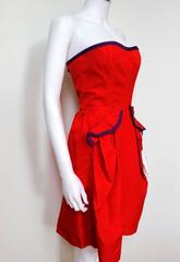 YSL Yves Saint Laurent Red Purple Cotton Dress F34 Uk 6