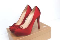Christian Louboutin Red Satin " Lolo Ballerina" Heels 36.5 UK 3.5