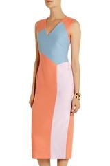 Roksanda Ilincic Orange Crepe and taffeta-paneled wool-blend twill dress UK 8