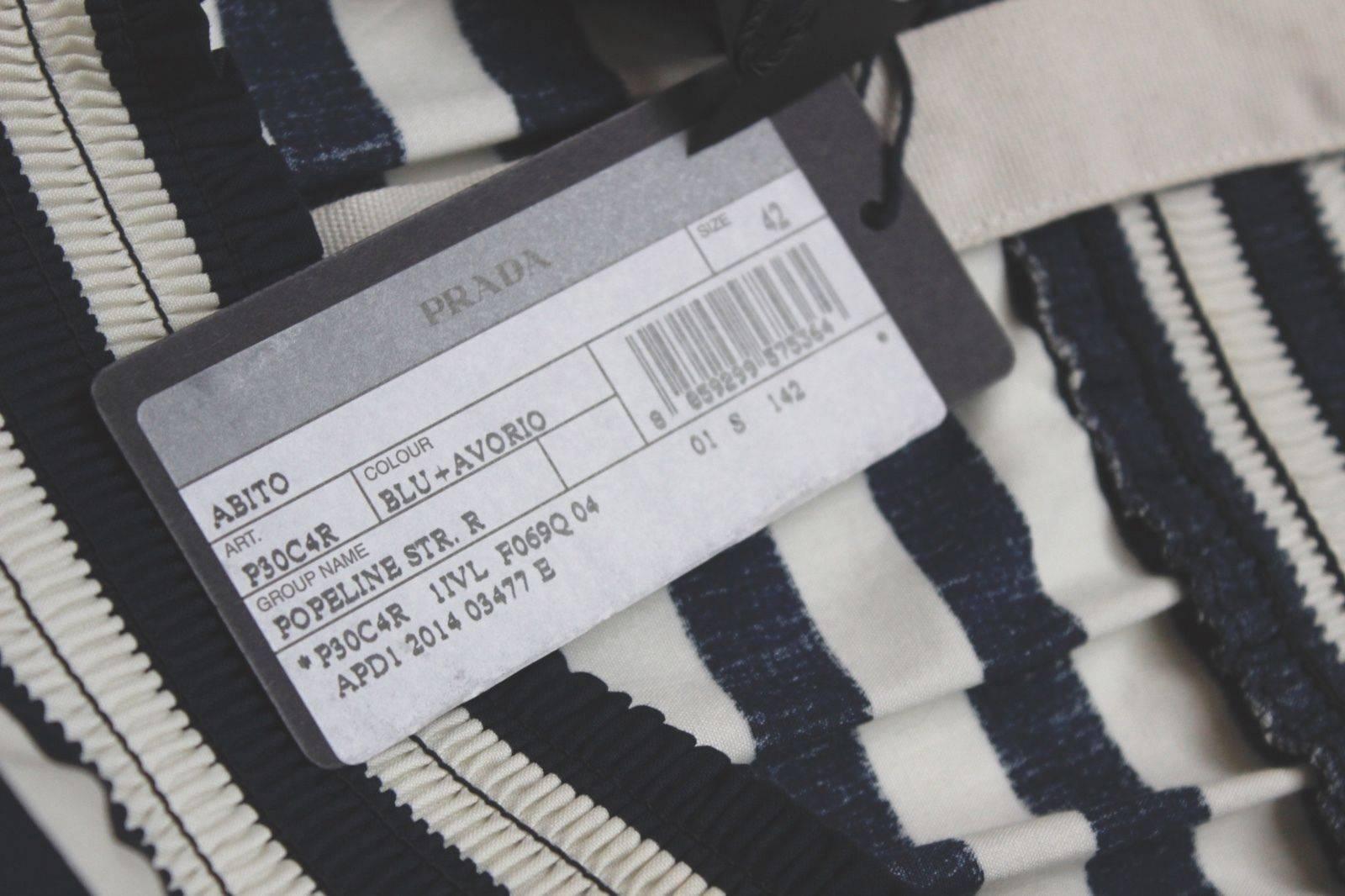 Women's New Prada Cotton Navy striped Dress 42 uk 10   For Sale