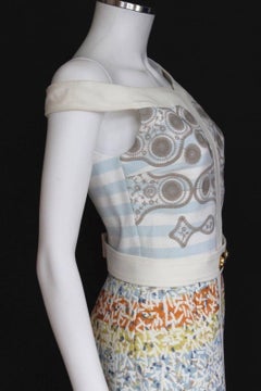 New PETER PILOTTO 'Kara' white print shoulder dress UK 8