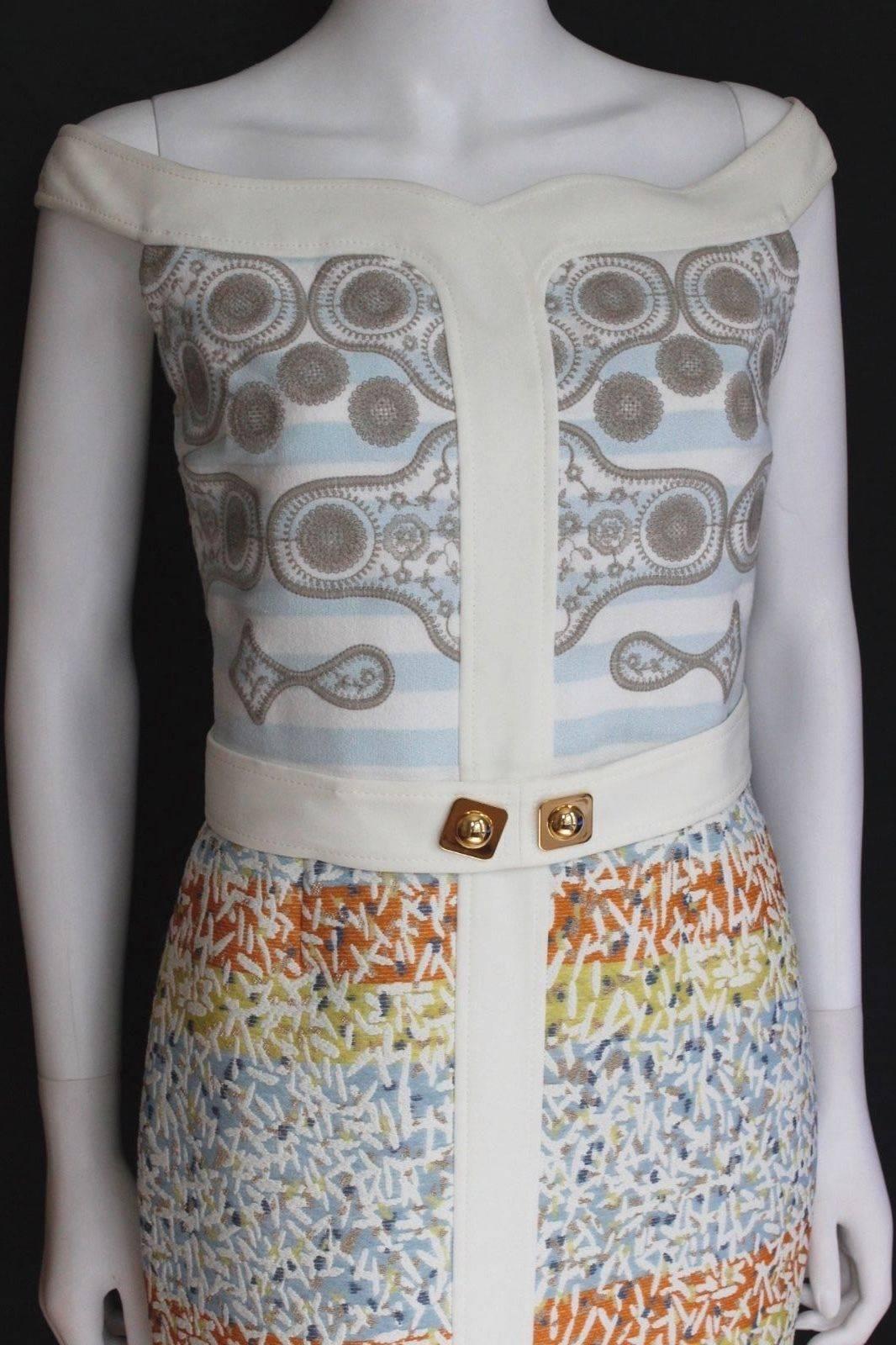 Women's New PETER PILOTTO 'Kara' white print shoulder dress UK 8    For Sale