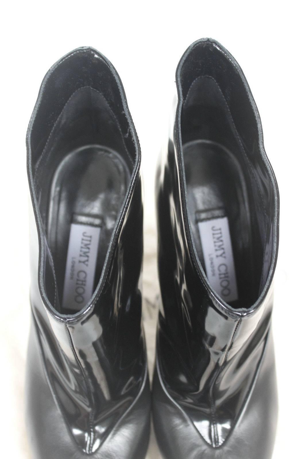 Jimmy Choo Diad Black Patent Leather Pointed Ankle Boots 39 uk 6  In New Condition For Sale In London, GB