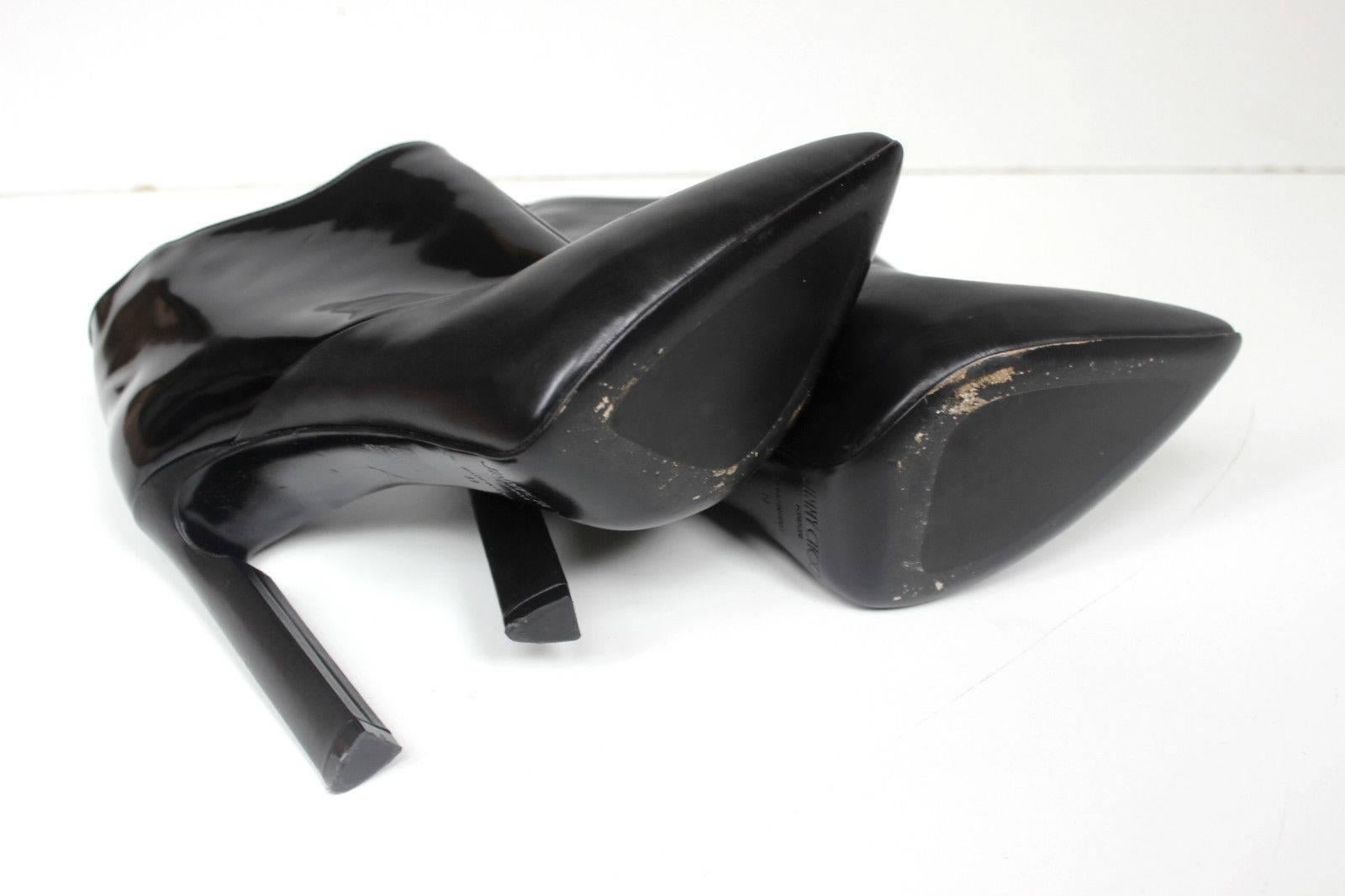 Jimmy Choo Diad Black Patent Leather Pointed Ankle Boots 39 uk 6  For Sale 2