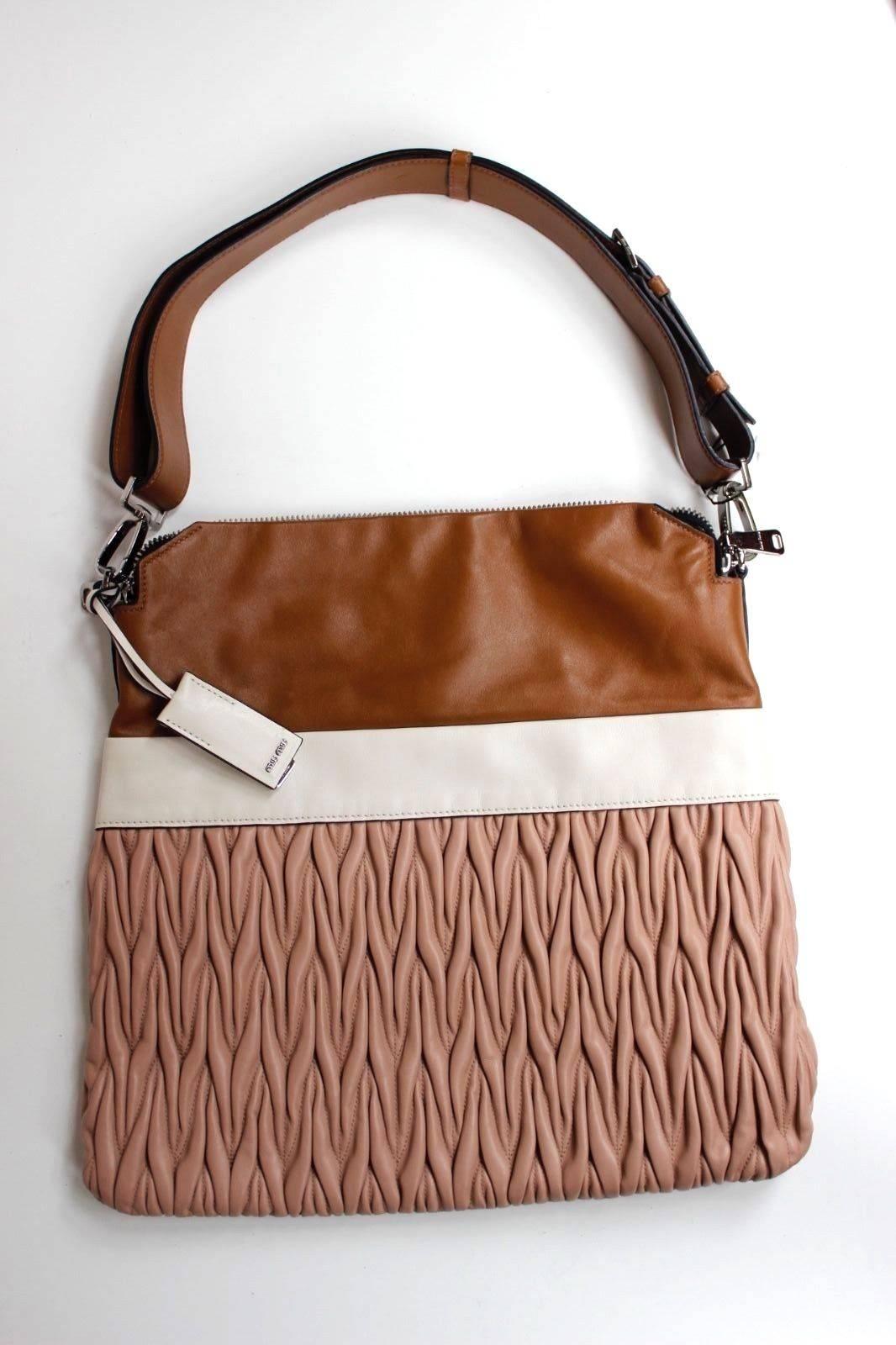 Miu Miu Pink Brown Maltese Two Tone Satchel Bag For Sale 1