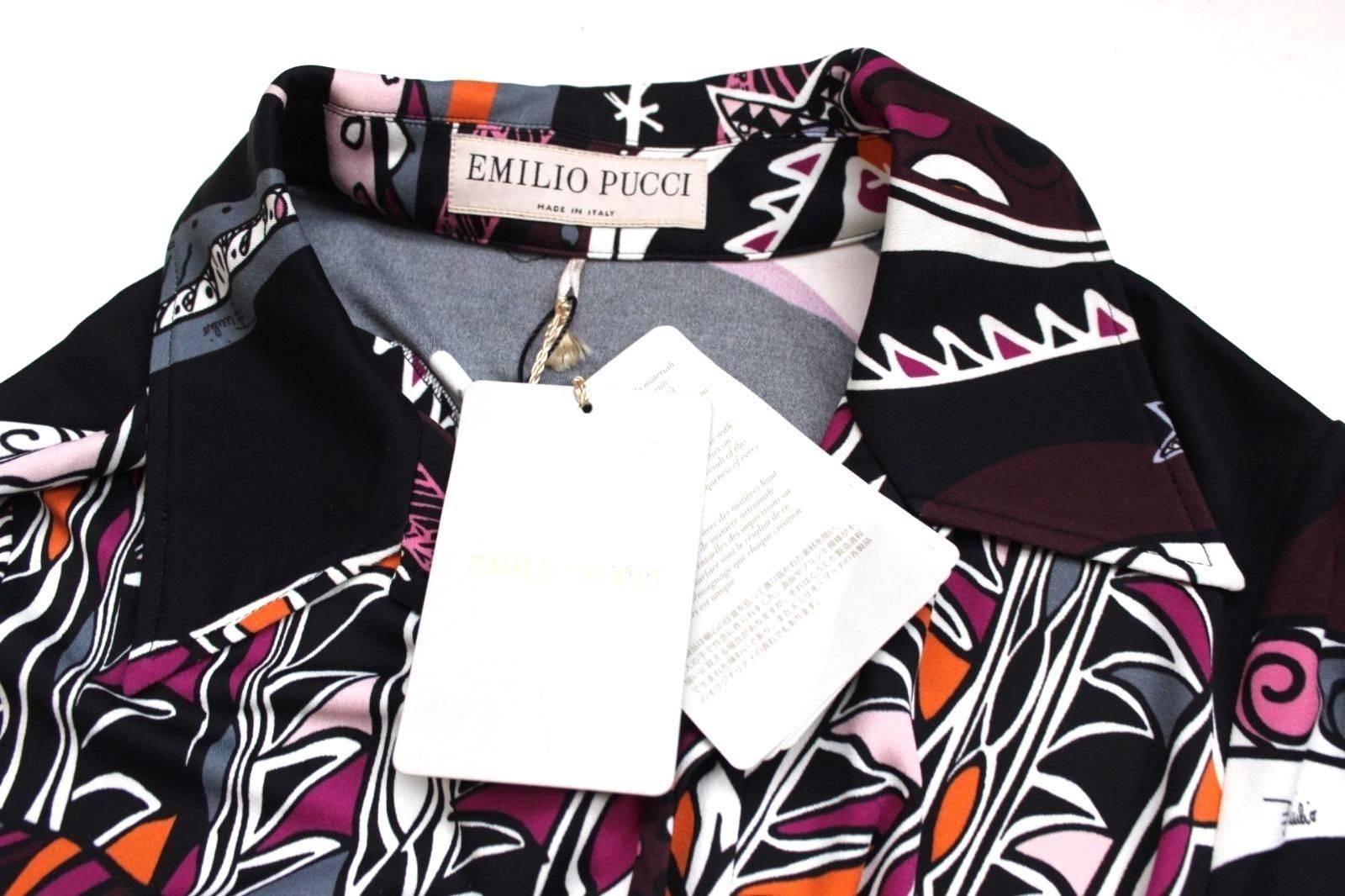 Women's New Emilio Pucci Black Pink Print Shift Collar Dress It 42 uk 10  
