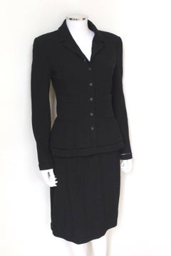 Chanel Black Classic Skirt Suit Jacket F38 uk 10