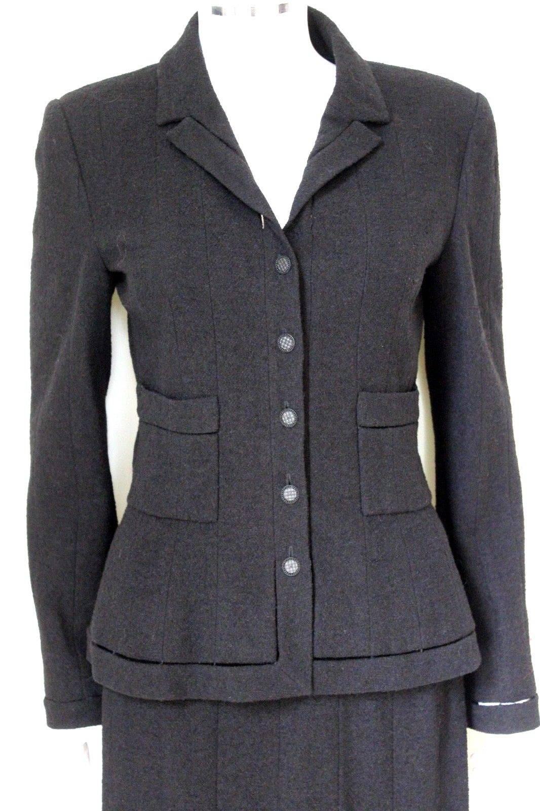 Chanel Black Classic Skirt Suit Jacket F38 uk 10  For Sale 2