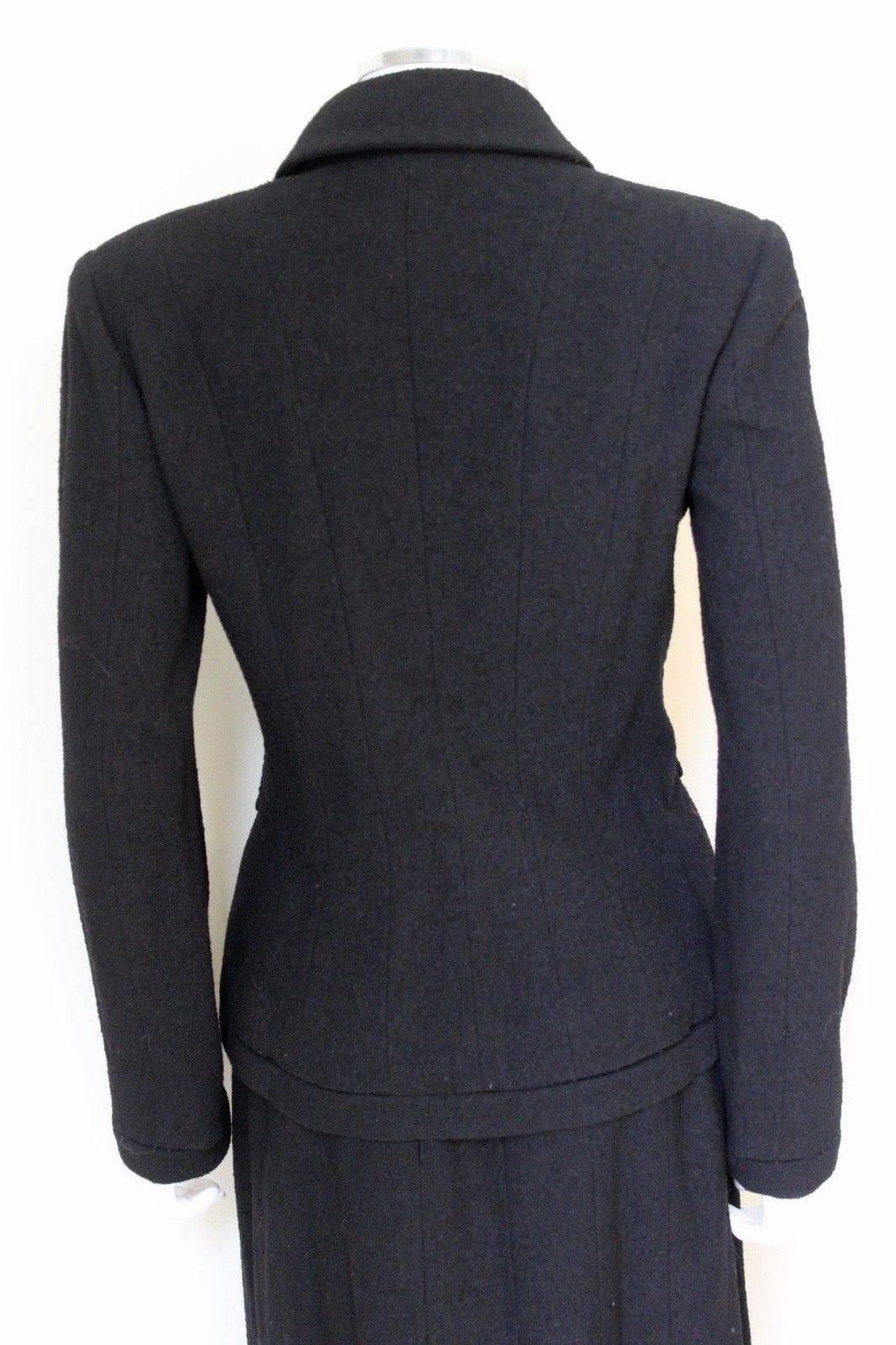 Chanel Black Classic Skirt Suit Jacket F38 uk 10  For Sale 4